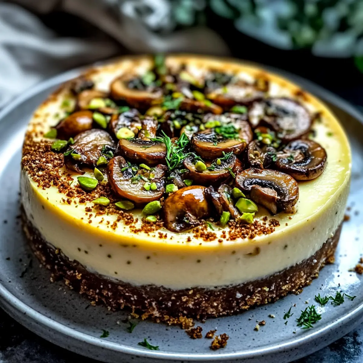 Pistachio and Mushroom Cheesecake