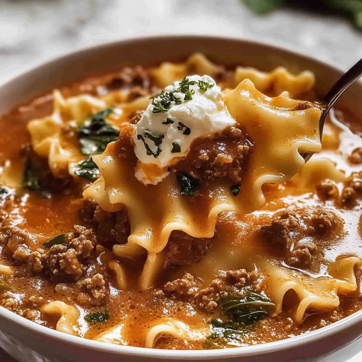 One Pot Lasagna Soup