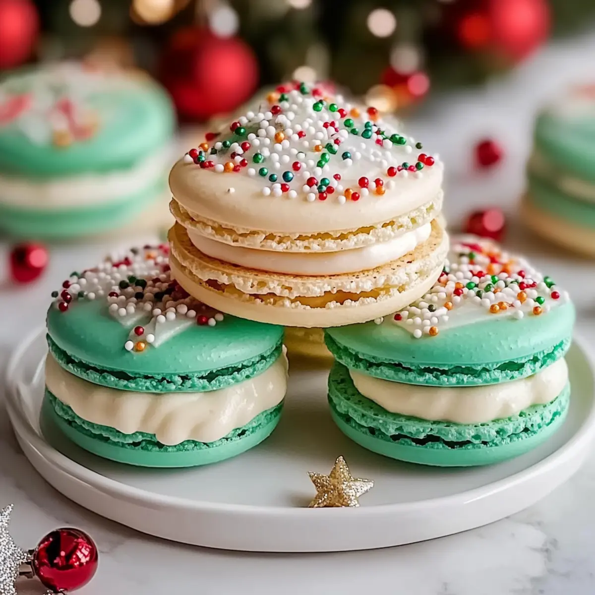 Christmas Tree Cake Macarons