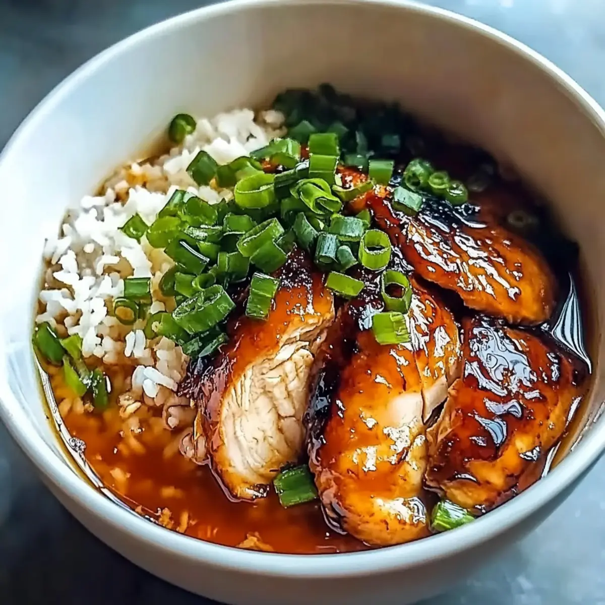 Caramelised Soy Chicken in Garlic Ginger Broth with Rice