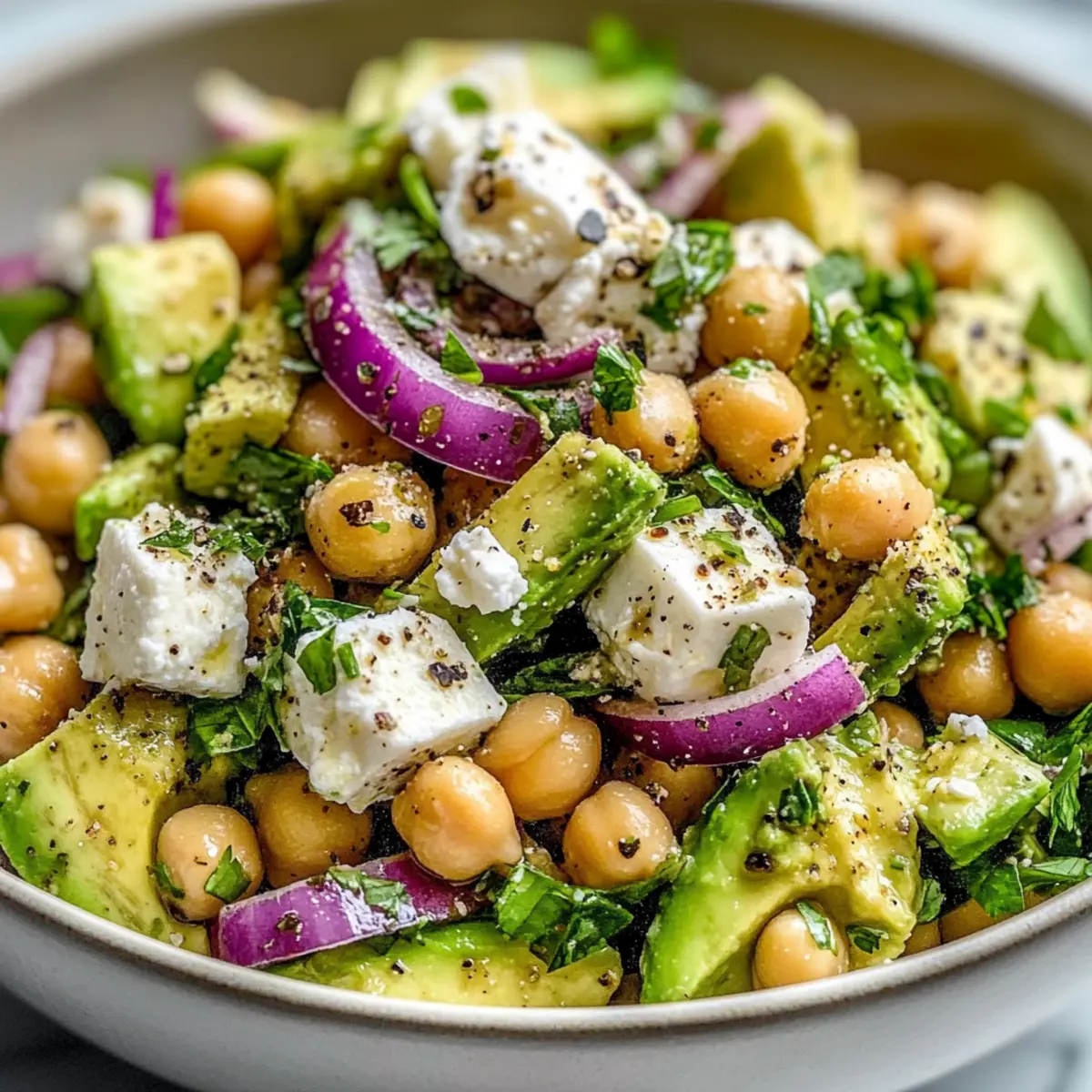 Chickpea Feta Avocado Salad