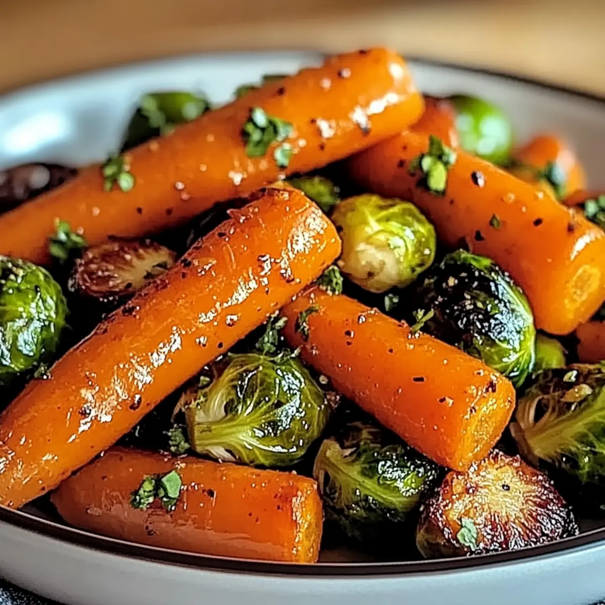 Crispy Maple Glazed Carrots and Brussel Sprouts