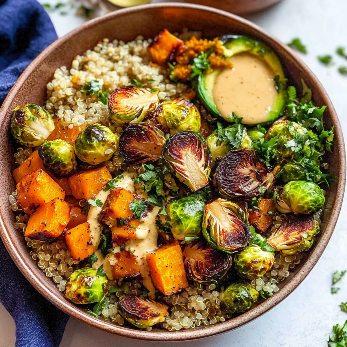 Quinoa Power Bowls with Maple Chipotle Brussels