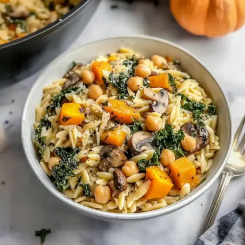 One Pot Fall Vegetable Orzo and Chickpeas