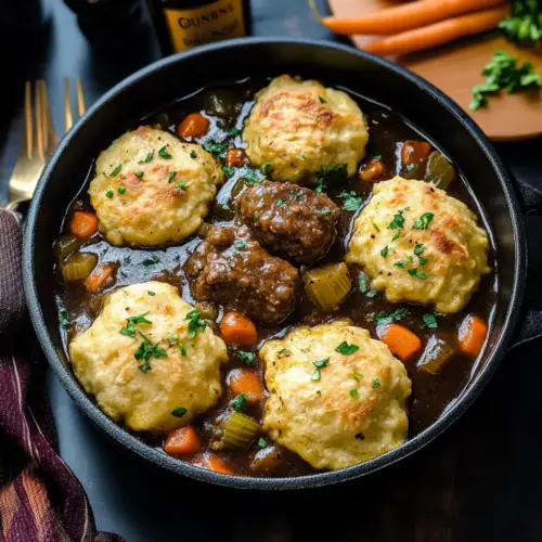 Guinness Beef Stew with Cheddar Herb Dumplings