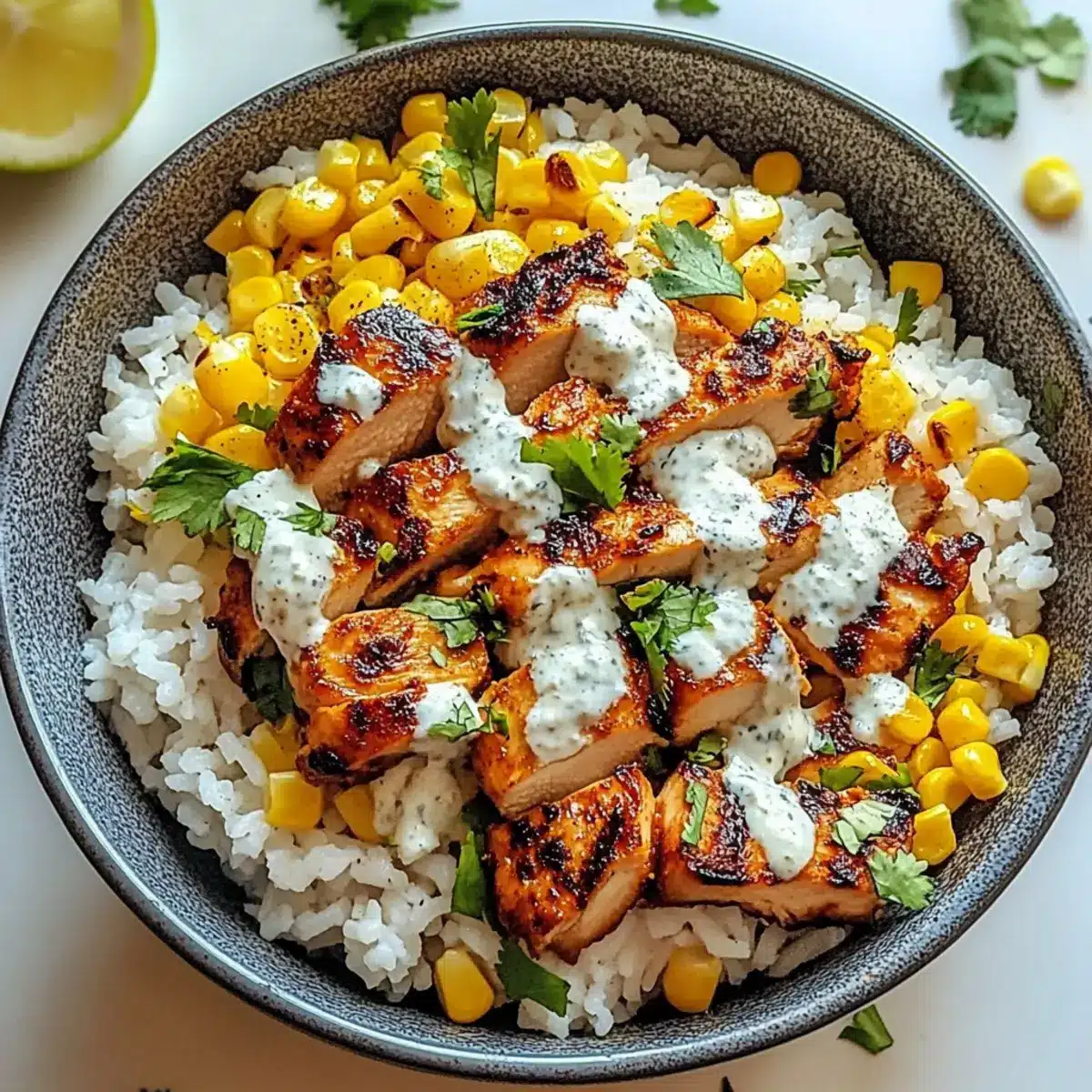 Street Corn Chicken Rice Bowl