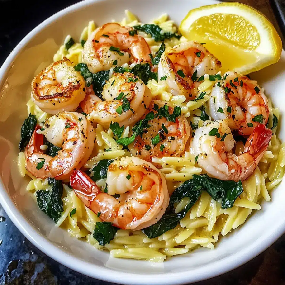 Shrimp Orzo In Lemon Garlic Sauce