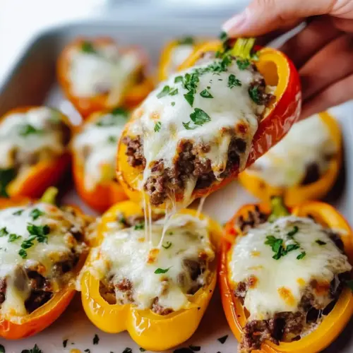 Keto Cheeseburger Stuffed Peppers Recipe
