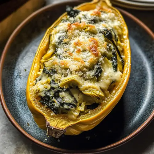 Spinach and Artichoke Stuffed Spaghetti Squash