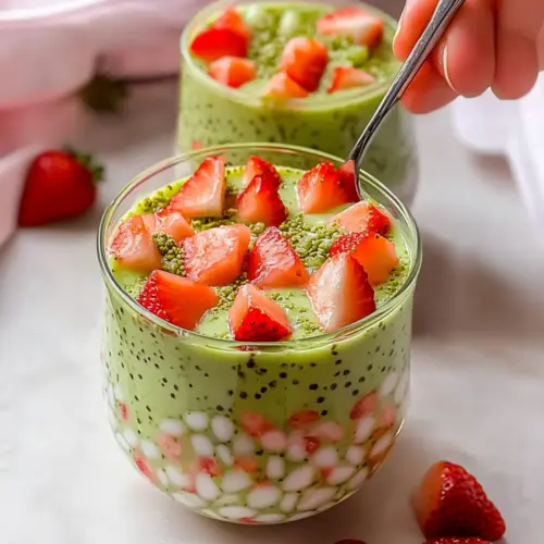 Strawberry Matcha Sago