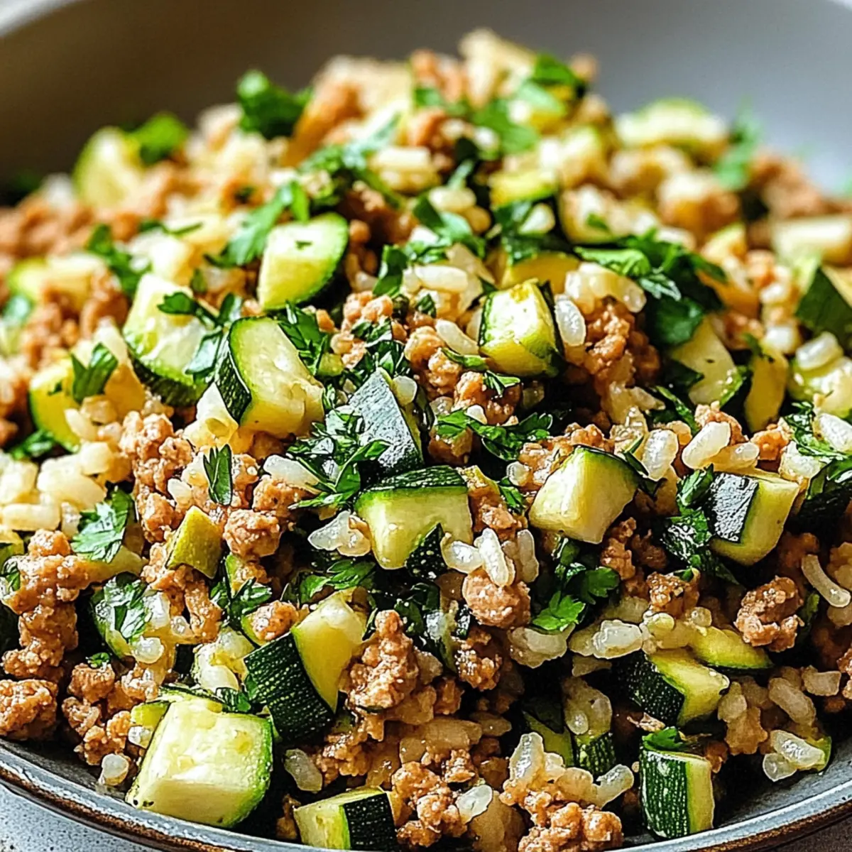 Ground Chicken Zucchini Rice Skillet