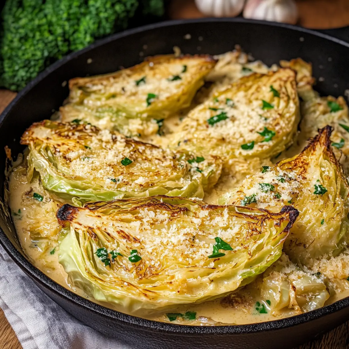 Creamy Garlic Parmesan Cabbage