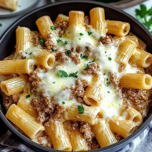 Creamy Parmesan Beef Rigatoni