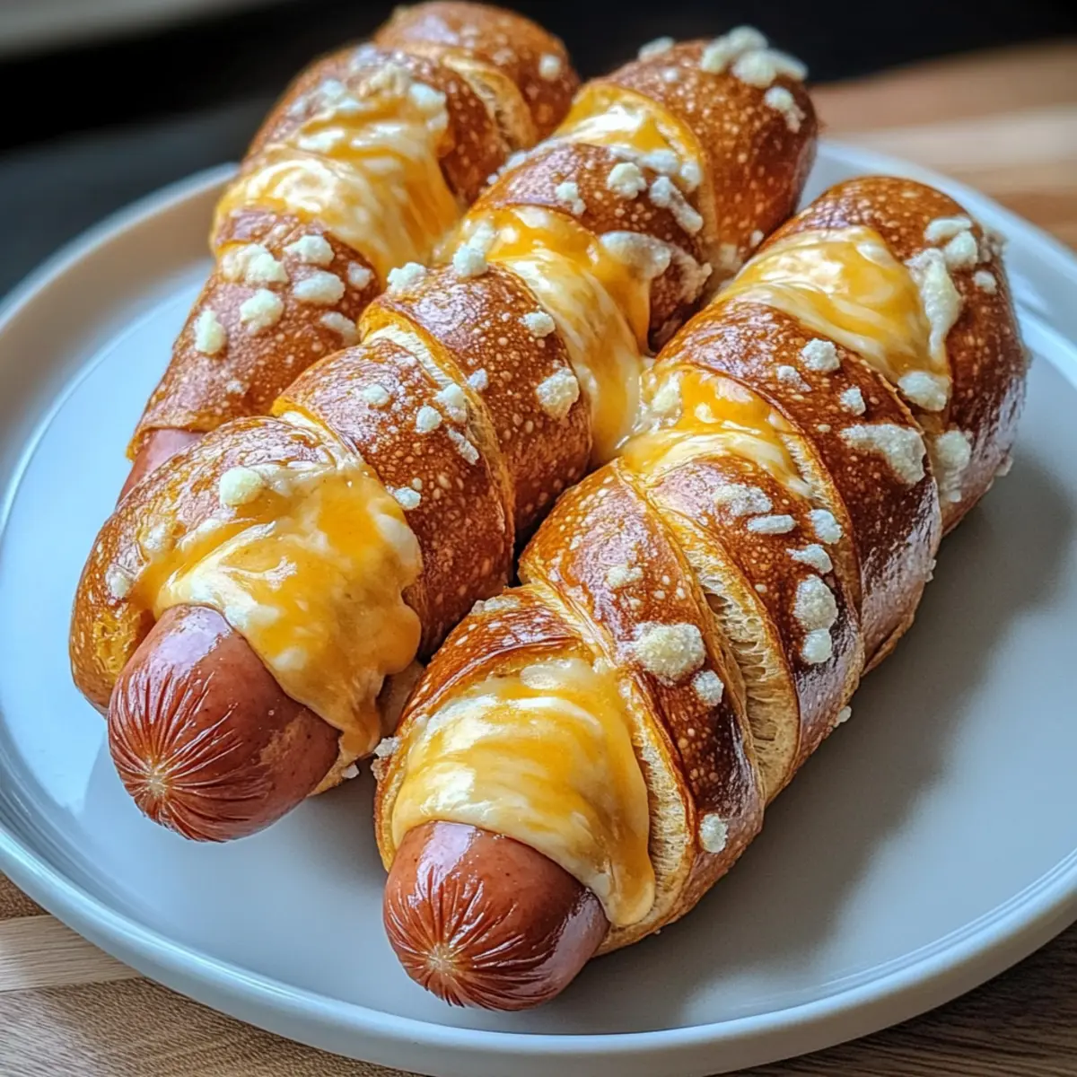 Soft Baked Cheesy Pretzel Dogs