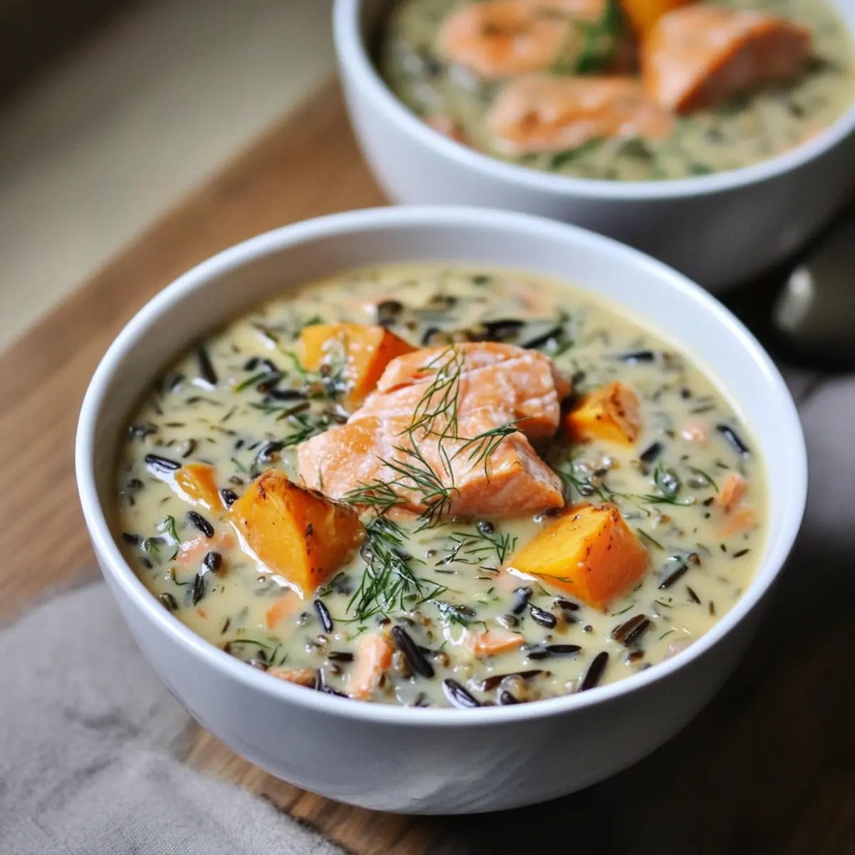 Salmon wild rice soup