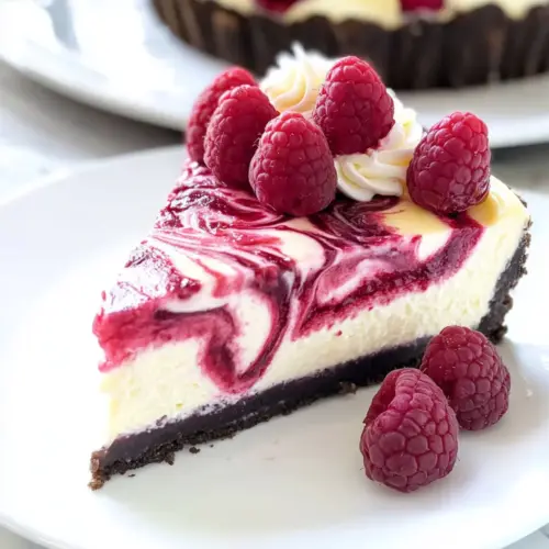 White Chocolate Raspberry Swirl Cheesecake