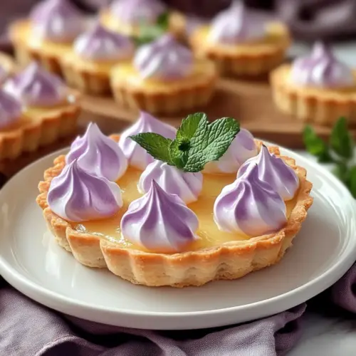 Mini Lemon Tart with Lilac Meringue
