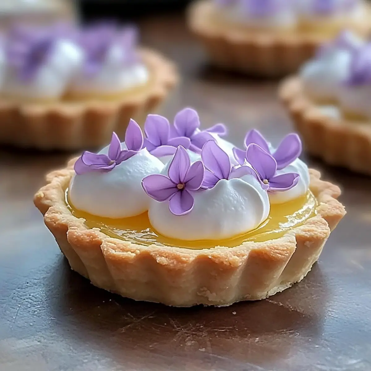 Mini Lemon Tart with Lilac Meringue