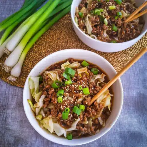 Mongolian Ground Beef and Cabbage